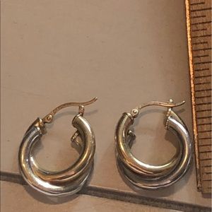 Two toned 14k gold hoop earrings